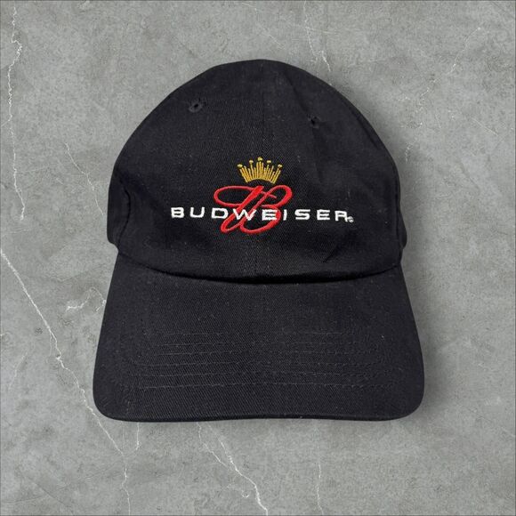 Vintage Y2K Budweiser King of Beers Crown Strap Back Hat Ball Cap - Picture 1 of 6